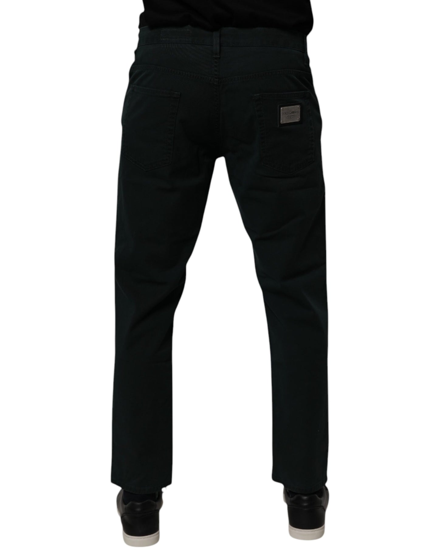 Dolce &amp; Gabbana Dunkelgrüne Baumwoll-Jeans für Herren, locker geschnitten, schmal geschnitten