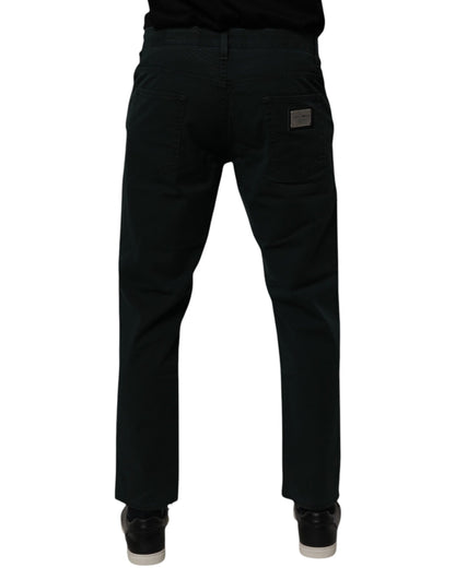 Dolce &amp; Gabbana Dunkelgrüne Baumwoll-Jeans für Herren, locker geschnitten, schmal geschnitten