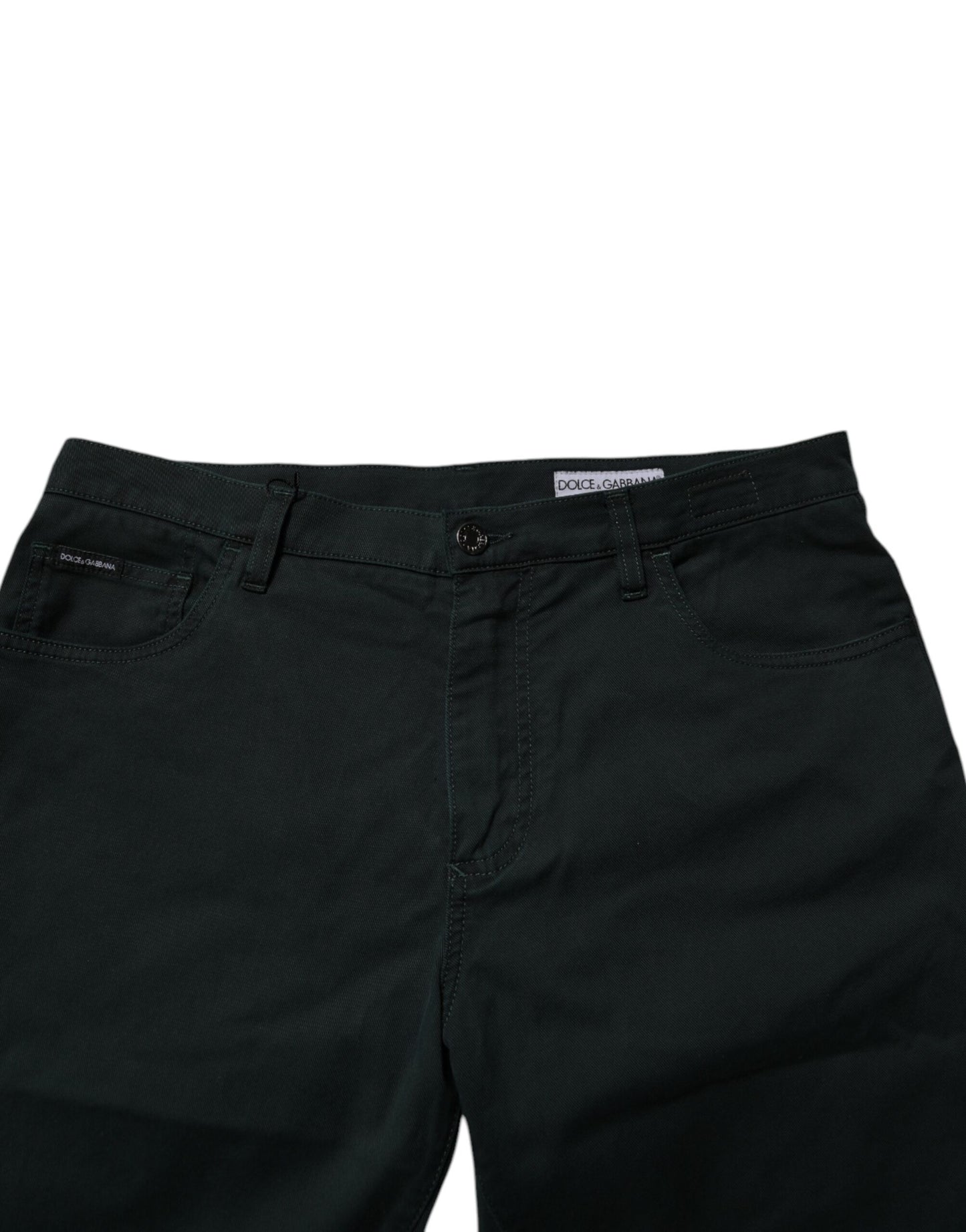 Dolce &amp; Gabbana Dunkelgrüne Baumwoll-Jeans für Herren, locker geschnitten, schmal geschnitten