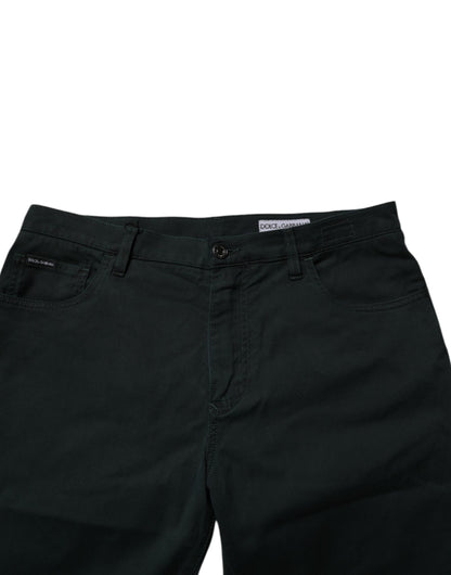 Dolce &amp; Gabbana Dunkelgrüne Baumwoll-Jeans für Herren, locker geschnitten, schmal geschnitten