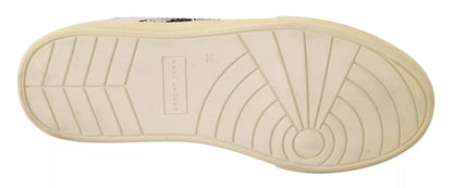 Marc Jacobs White Leather Crystal Embellished Sneakers Shoes