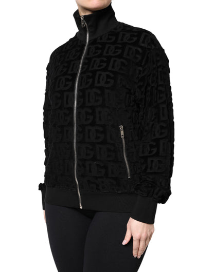 Dolce & Gabbana Black Logo Monogram Full Zip Bomber Jacket