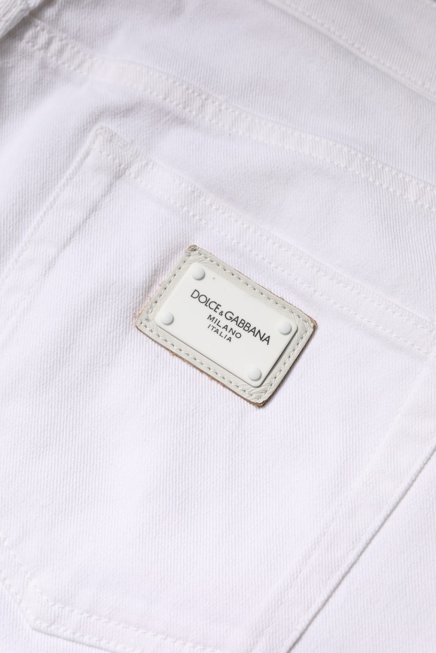 Dolce &amp; Gabbana Weiße Baumwoll-Jeans mit mittelhohem Bund und schmaler Passform