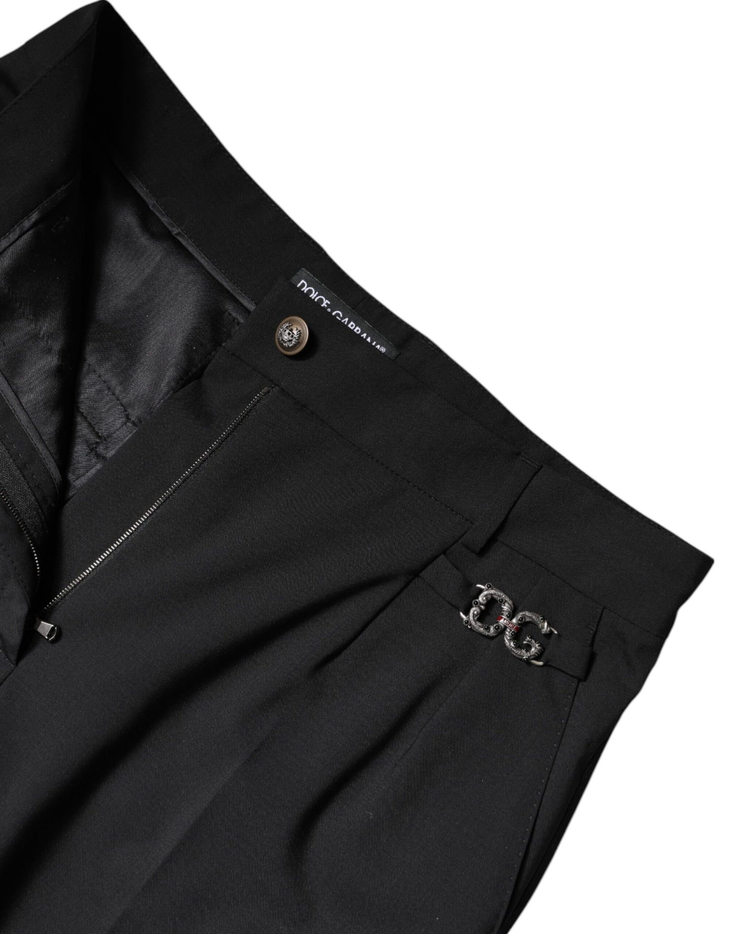 Dolce & Gabbana Black Polyester High Waist Dress Pants