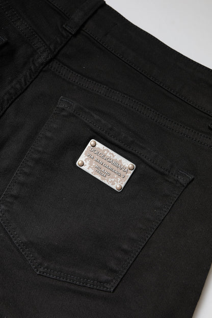 Dolce & Gabbana Black Cotton High Waist Skinny Denim Jeans
