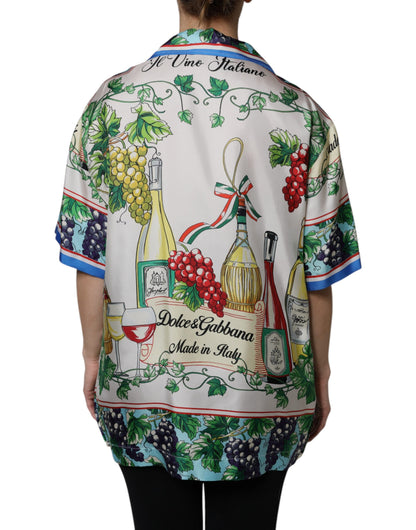 Dolce & Gabbana Multicolor Short Sleeve Silk Food Shirt Top