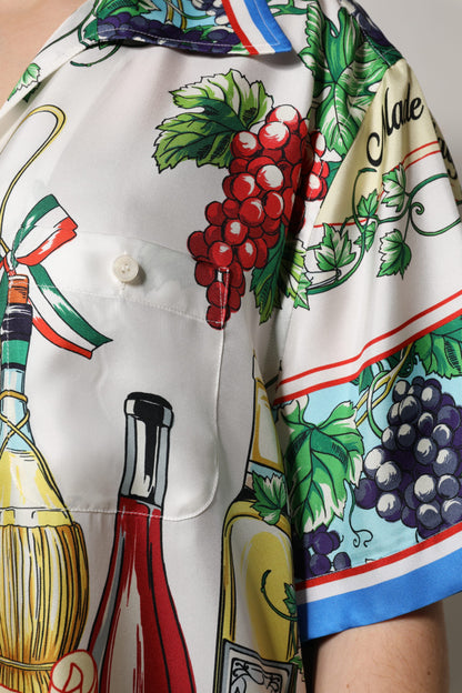 Dolce & Gabbana Multicolor Short Sleeve Silk Food Shirt Top