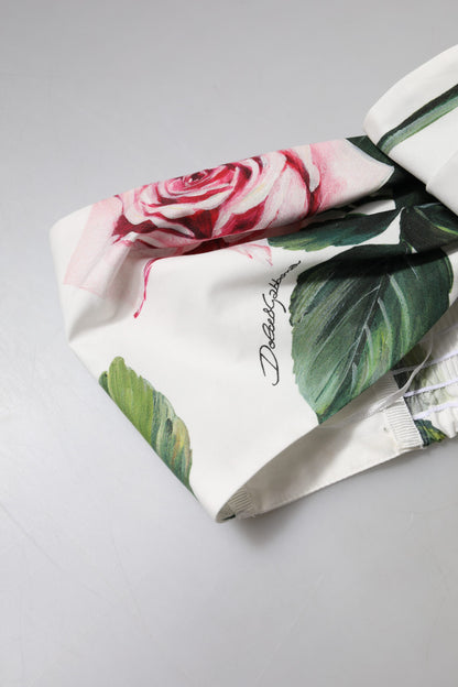 Dolce & Gabbana White Floral Print Cropped Bustier Corset Top