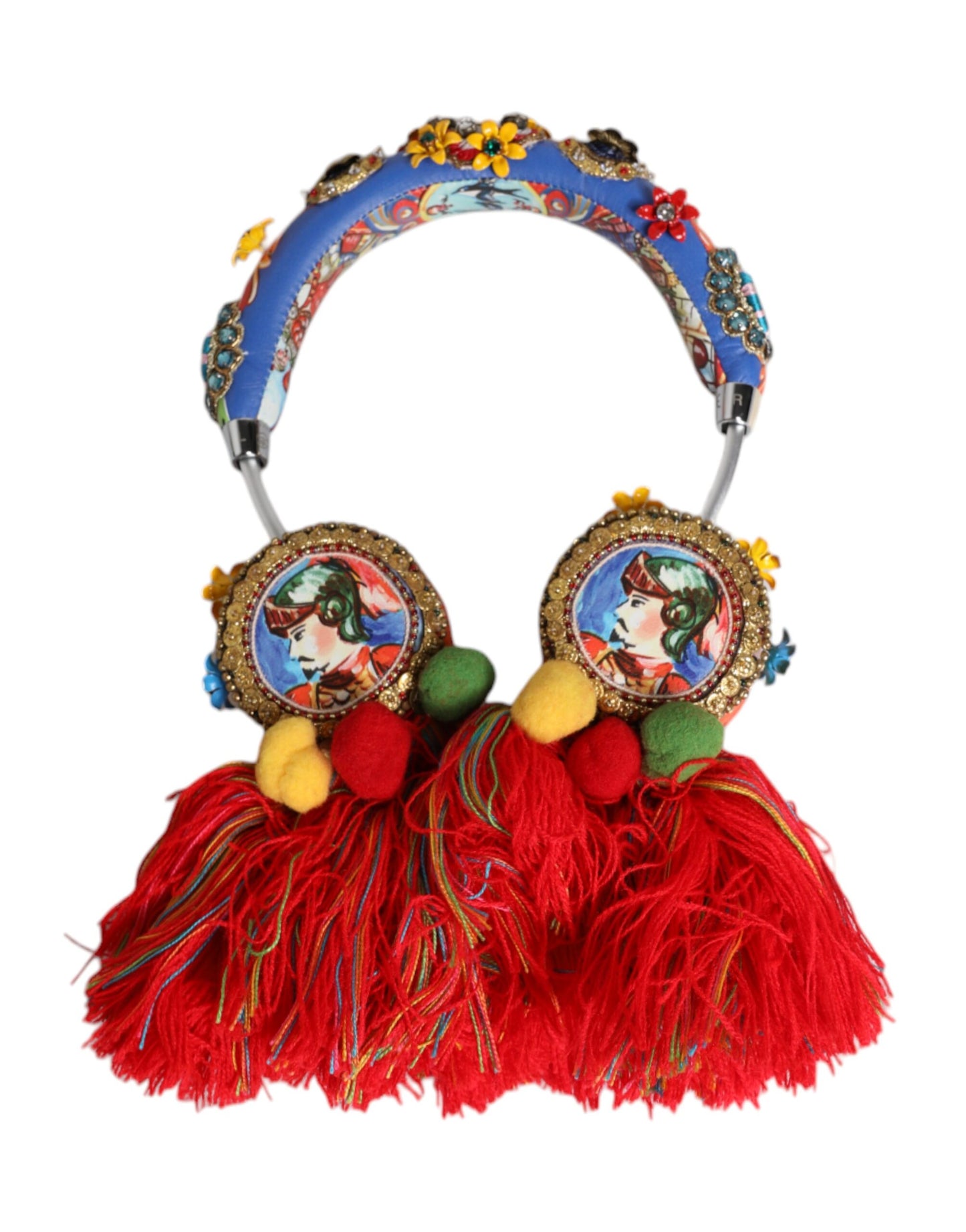 Dolce & Gabbana Multicolor Whimsical Tasseled Crystal Headset Headphones