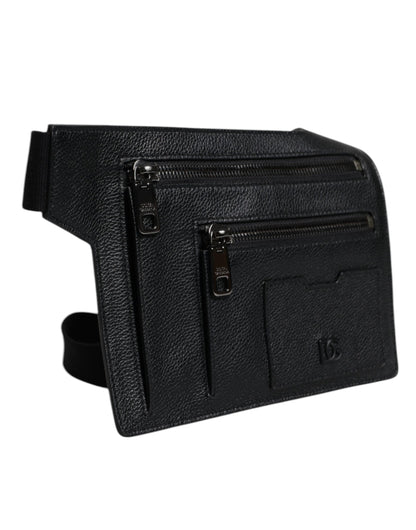 Dolce & Gabbana Black Calfskin Leather Messenger Crossbody Bag