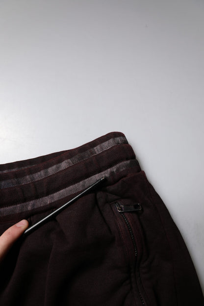 Dolce & Gabbana Maroon Cotton Logo Plaque Men Bermuda Shorts