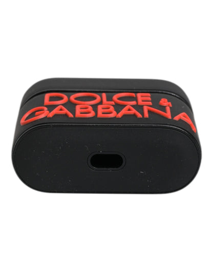 Dolce & Gabbana Black Orange Silicone Embossed Logo Airpods Case