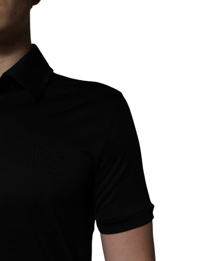 Dolce & Gabbana Black Cotton Collared Polo T-shirt