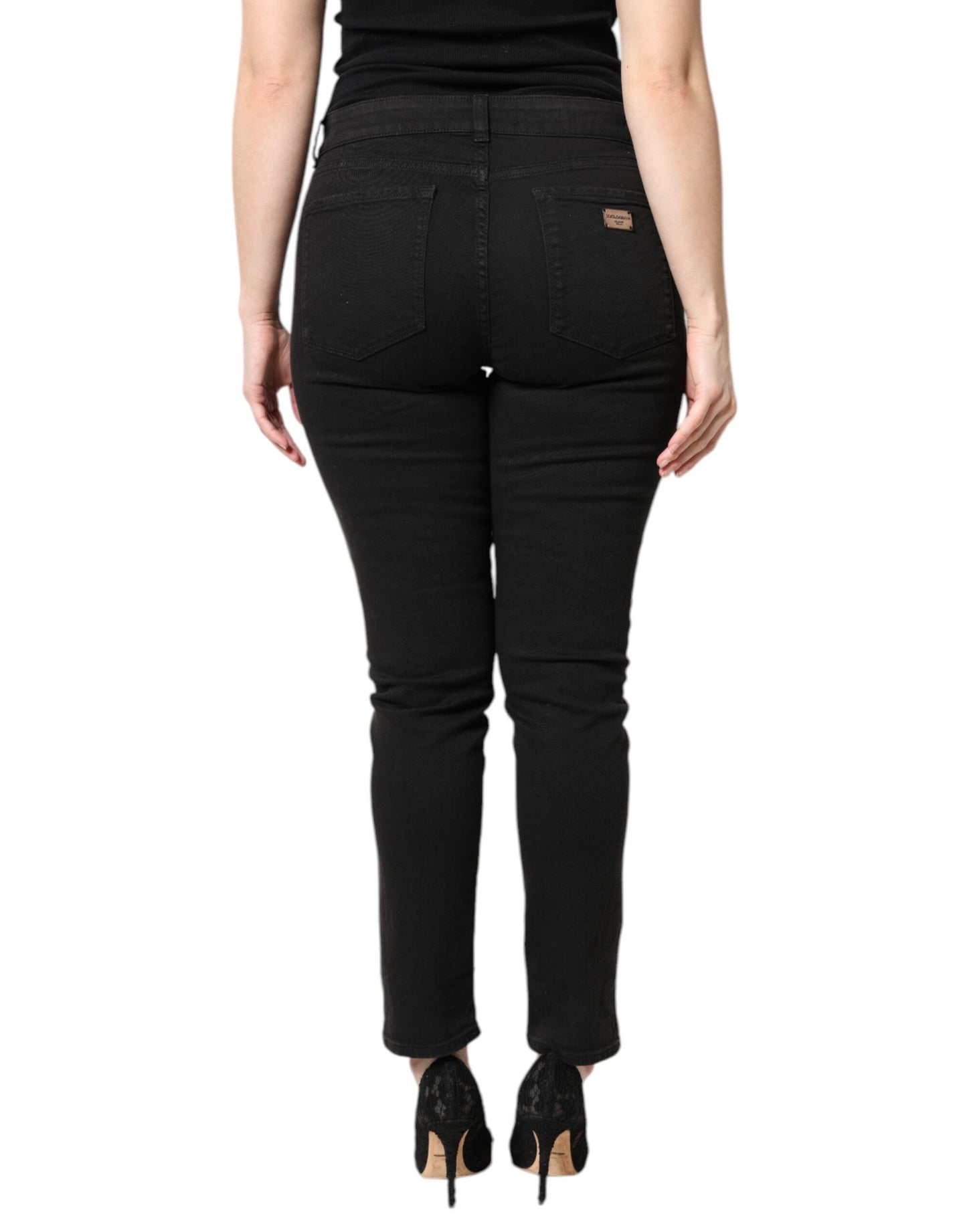 Dolce & Gabbana Black Cotton Mid Waisted Skinny Denim Jeans