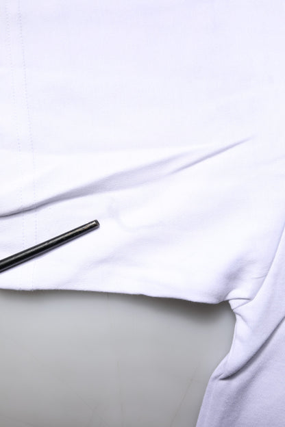 Dolce & Gabbana White Printed Cotton Crew Neck Tee T-shirt