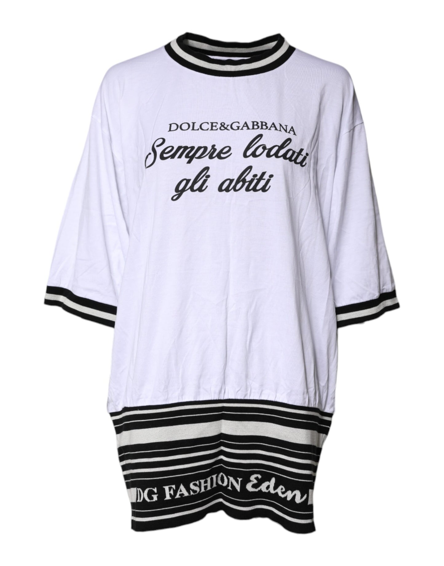 Dolce & Gabbana White Cotton DG Fashion Crew Neck Tee T-shirt
