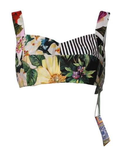 Dolce & Gabbana Multicolor Sweetheart Neck Patchwork Crop Top
