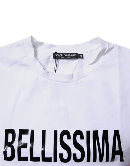 Dolce & Gabbana White Bellissima Cotton Crew Neck T-shirt