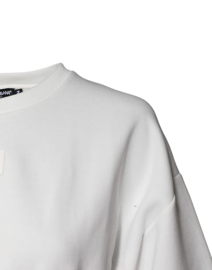 Dolce & Gabbana White Cotton Blend 3/4 Sleeves Blouse Top