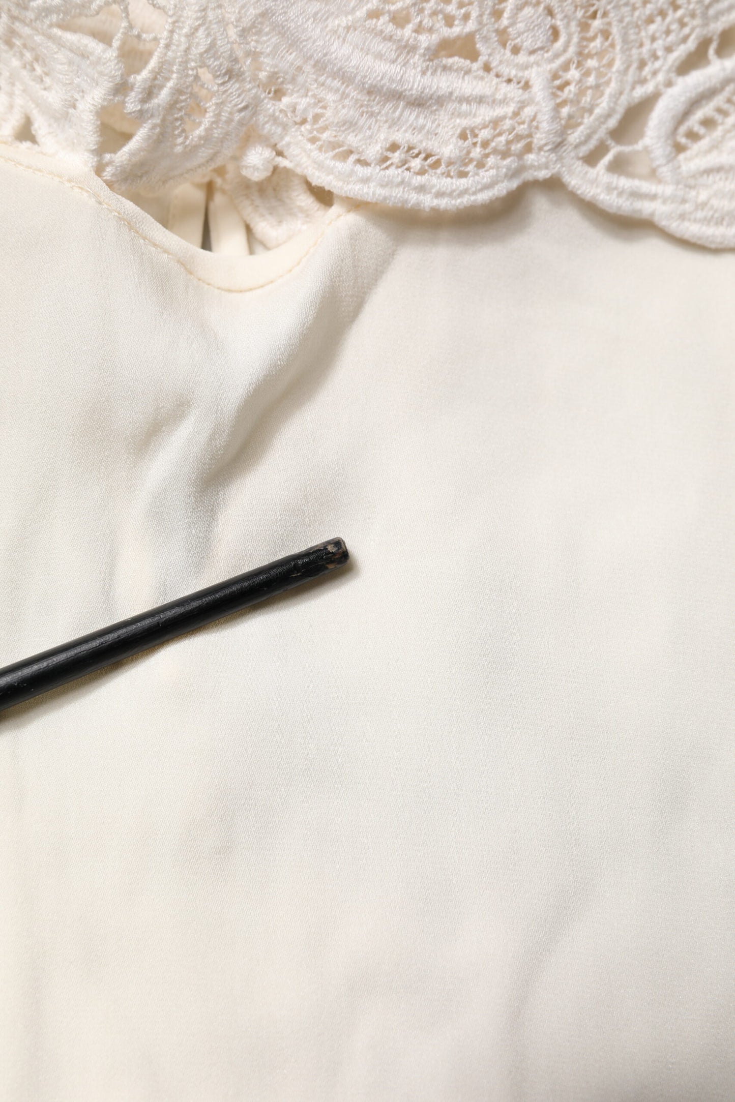 Dolce & Gabbana Cream Floral Lace Long Sleeves Blouse Top