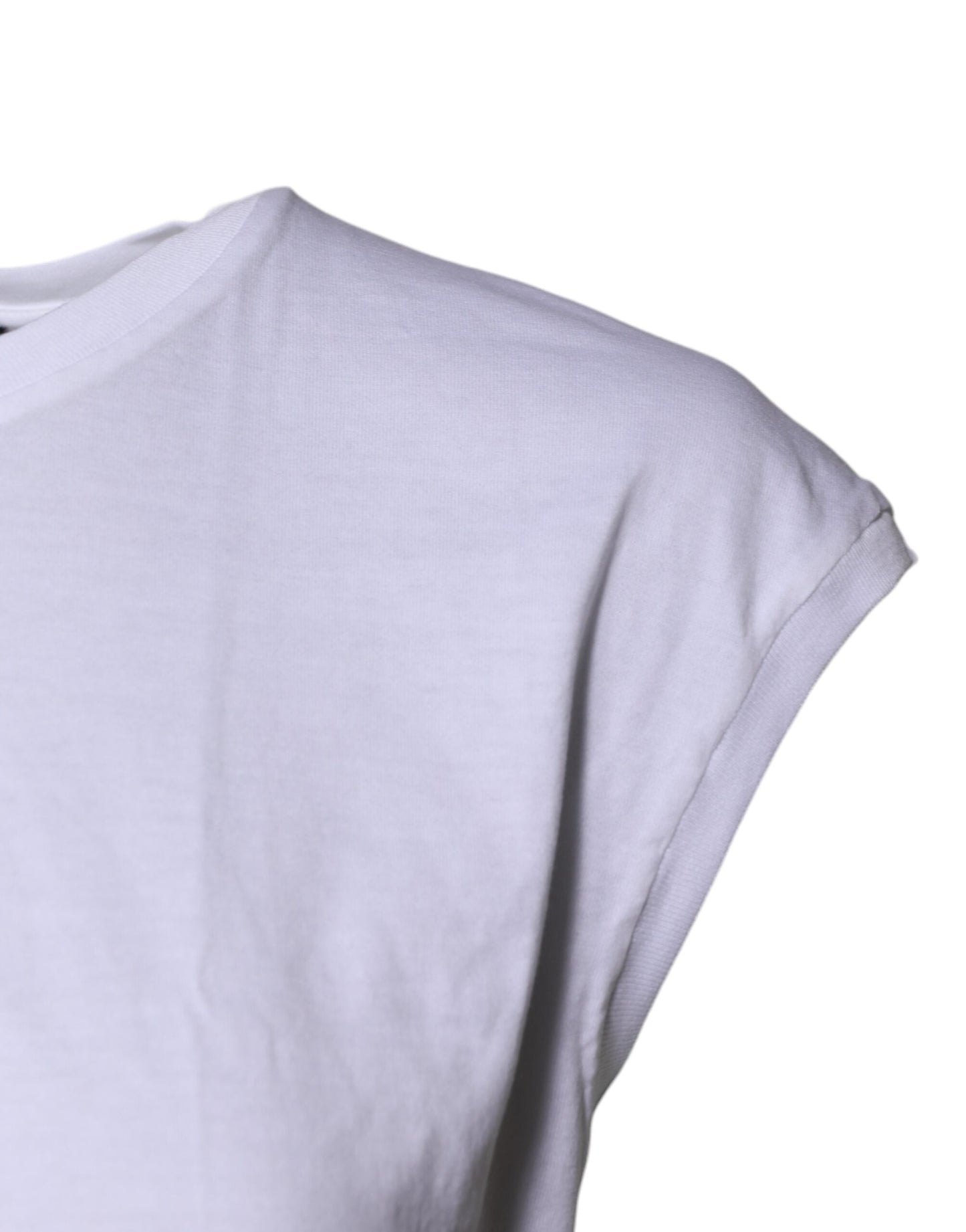 Dolce & Gabbana White Cotton Sleeveless Round Neck Tank Top