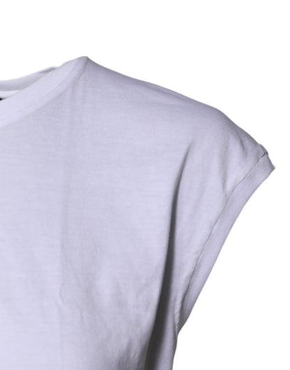 Dolce & Gabbana White Cotton Sleeveless Round Neck Tank Top