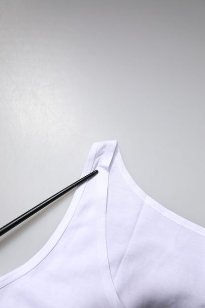 Dolce & Gabbana White Cotton Sleeveless Round Neck Tank Top