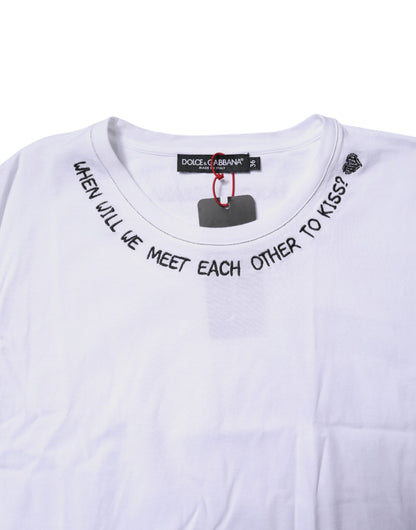 Dolce & Gabbana White Cotton Sleeveless Printed Tank T-shirt