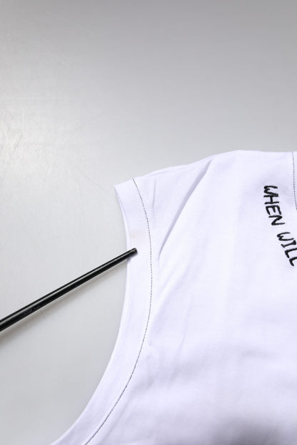 Dolce & Gabbana White Cotton Sleeveless Printed Tank T-shirt