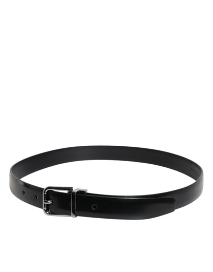 Dolce & Gabbana Black Solid Leather Classic Waist Buckle Belt