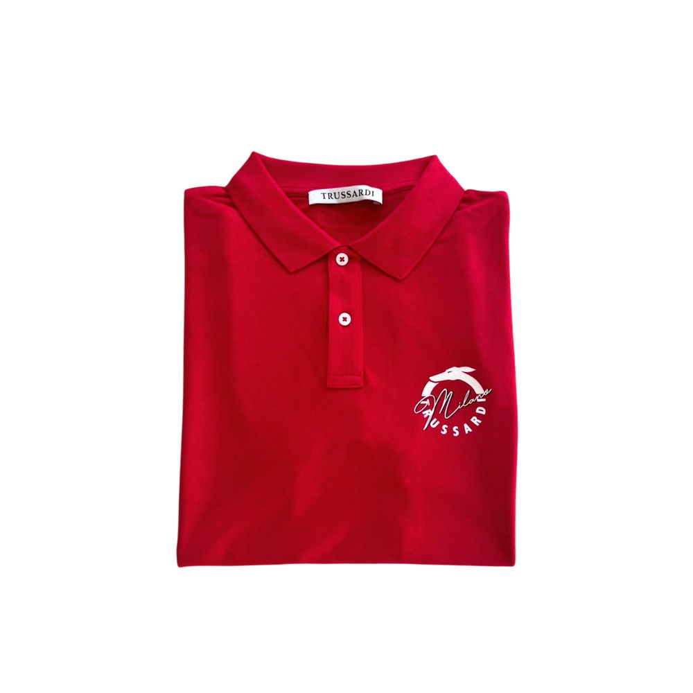 Trussardi Beachwear Red Cotton Polo Shirt