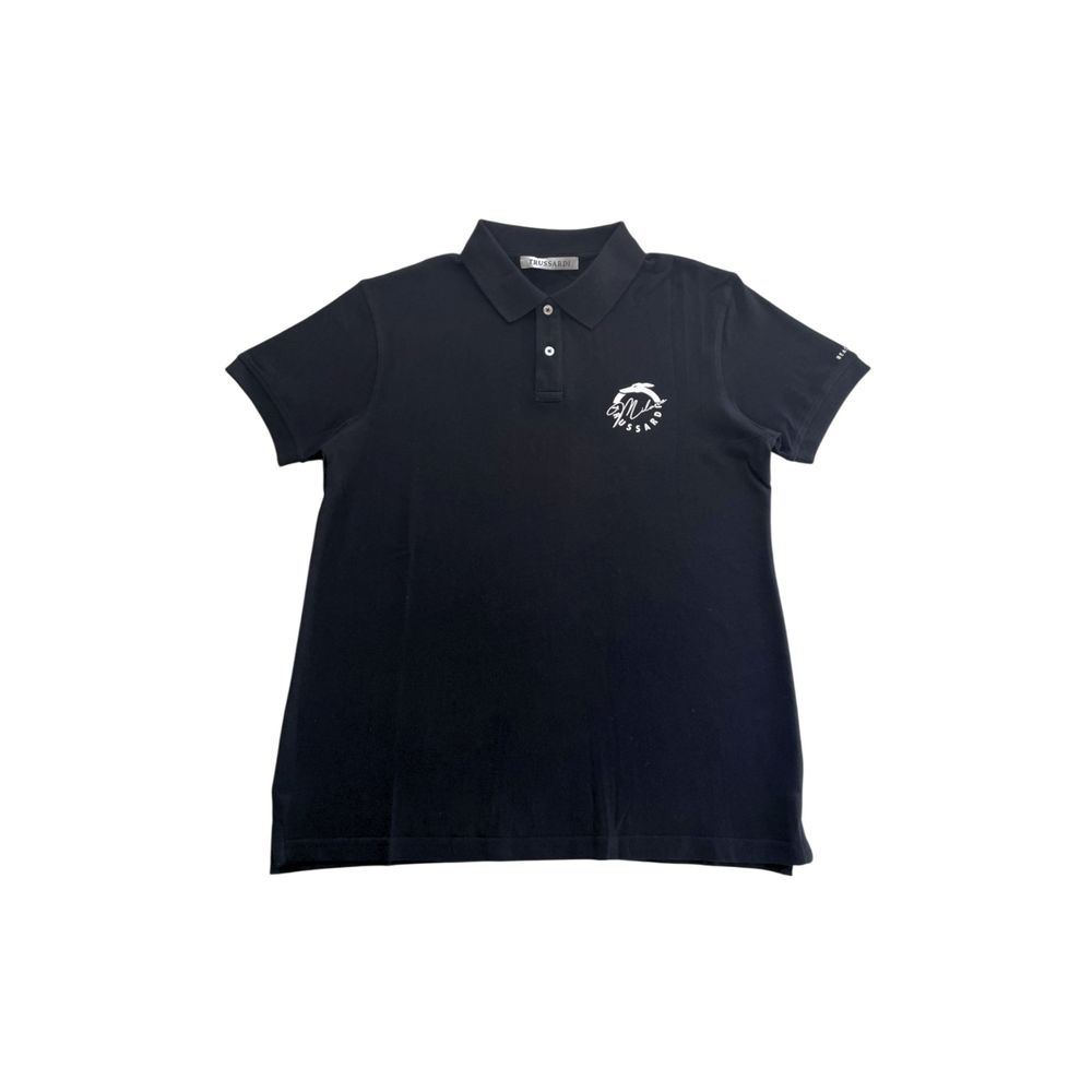 Trussardi Beachwear Black Cotton Polo Shirt
