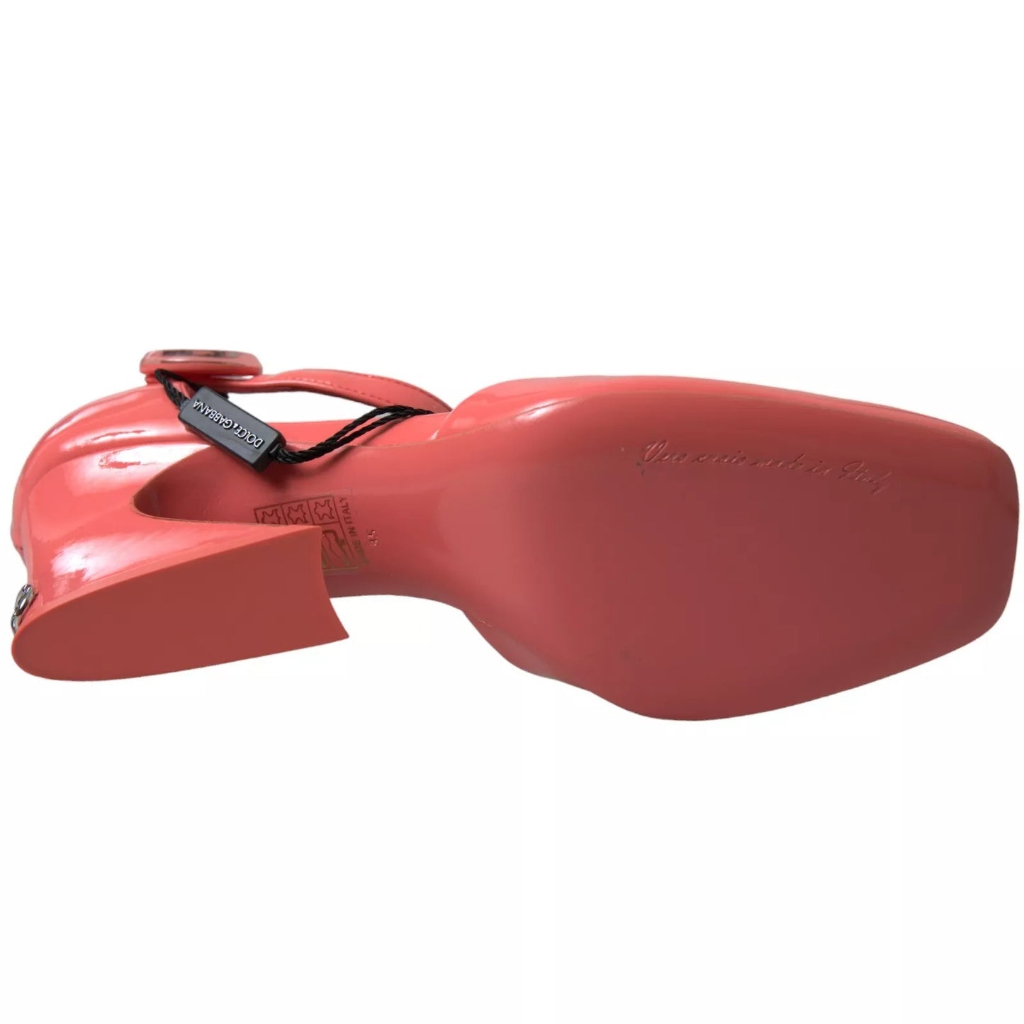 Dolce & Gabbana Peach Leather Ankle Strap Heels Sandals Shoes