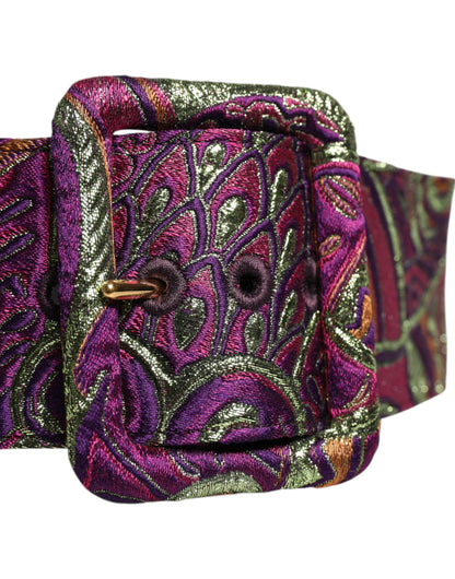 Dolce & Gabbana Multicolor Floral Jacquard Wide Waist Belt