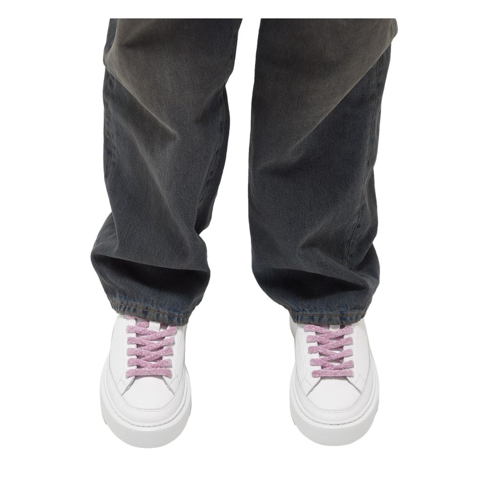 D.A.T.E Beige Leather Sneaker