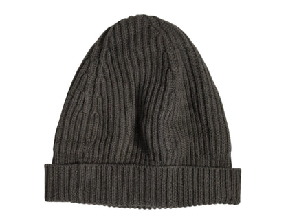 Dolce & Gabbana Green Wool DG Plaque Knitted Winter Beanie Hat