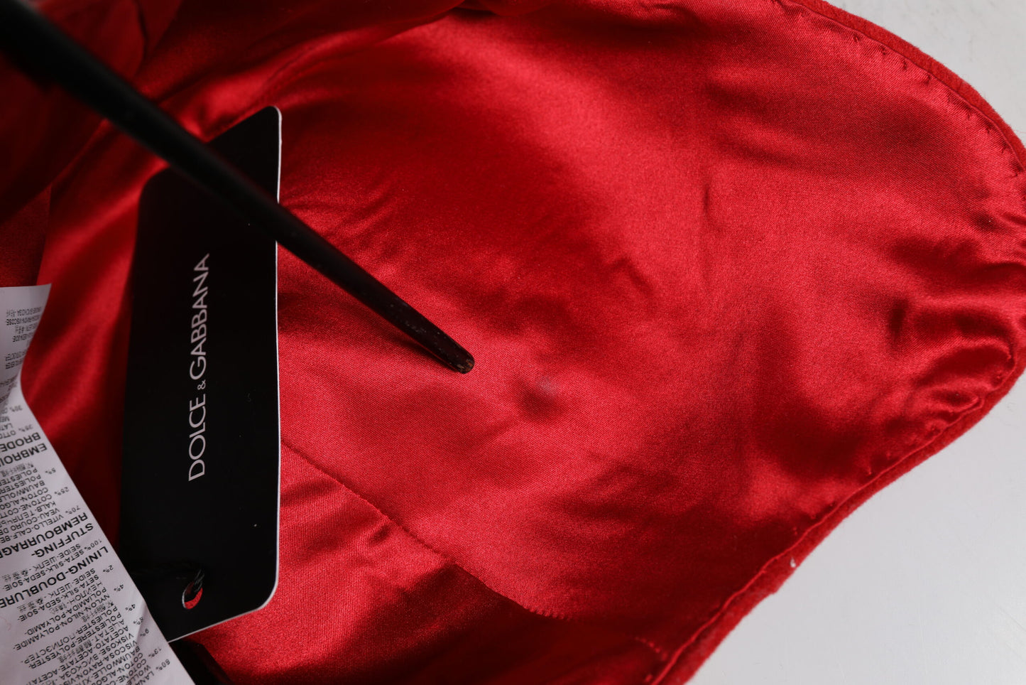 Dolce & Gabbana Red Crystal Gold Roses Brooch Embellished Hat