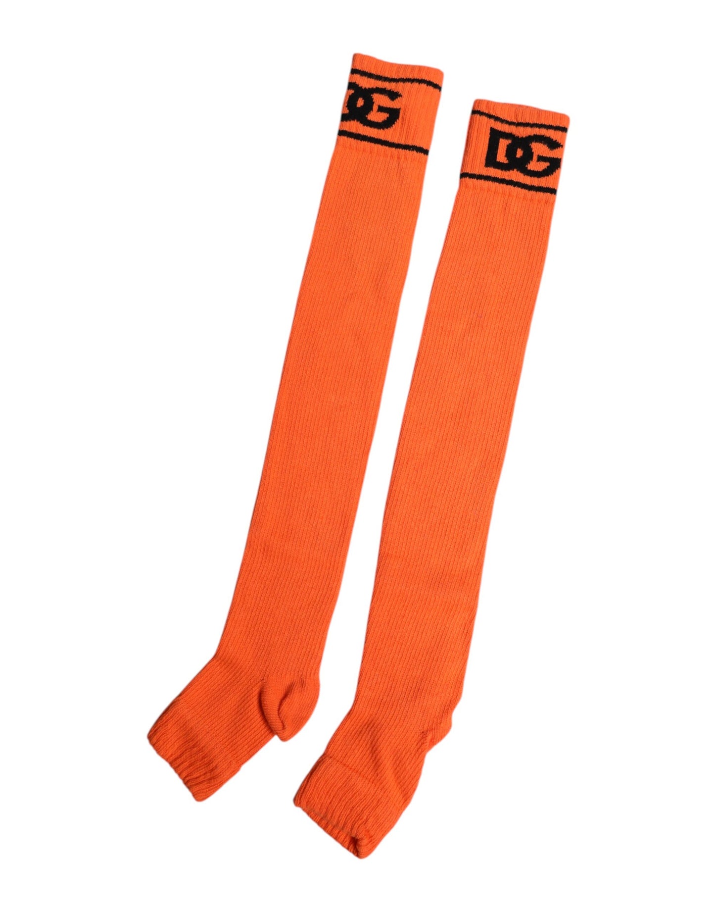 Dolce & Gabbana Orange Cotton DG Logo Print Open Toe Socks