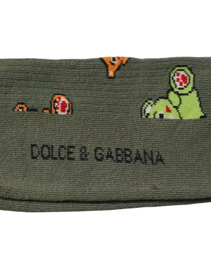 Dolce & Gabbana Green Nylon DG Bear Printed Mid Calf Socks