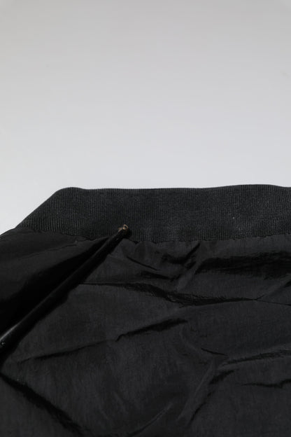 Dolce & Gabbana Black Nylon Logo Full Zip Bomber Jacket