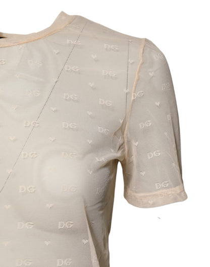 Dolce & Gabbana Ivory Nylon See Through Women Short Sleeves Top
