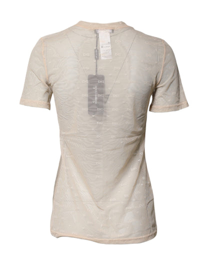 Dolce & Gabbana Ivory Nylon See Through Women Short Sleeves Top