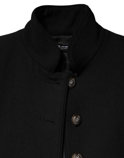Dolce & Gabbana Black Wool Single Breasted Trench Coat Jacket