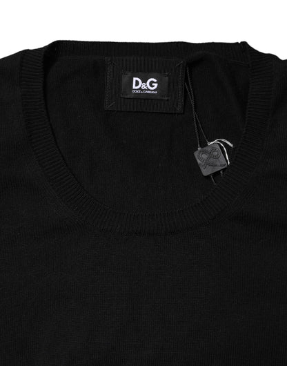 Dolce & Gabbana Black Cotton Round Neck Short Sleeve T-shirt