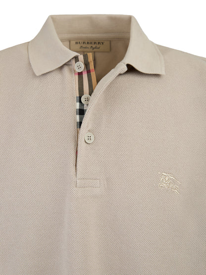 Polo en coton col classique Burberry couleur Pierre Pâle