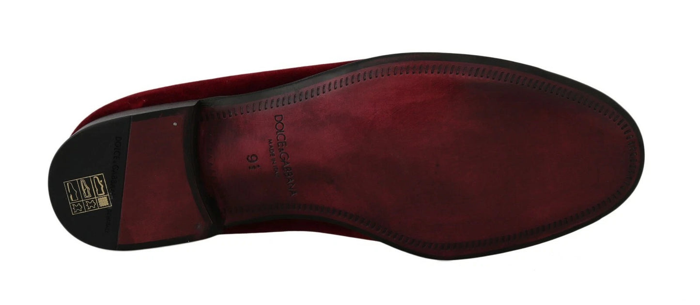 Mocassini in velluto bordeaux Scarpe a ferro di cavallo color canna di fucile