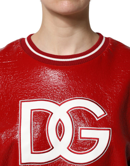 Dolce & Gabbana Red Wool DGLogo Embroidery Pullover Sweater