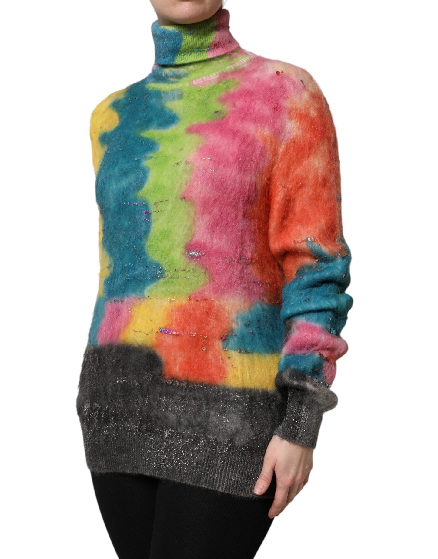 Dolce & Gabbana Multicolor Mohair Turtleneck Pullover Sweater
