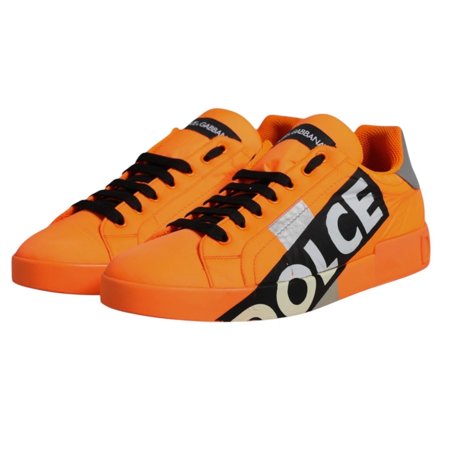 Dolce & Gabbana Orange Portofino Logo Tape Men Sneakers Shoes