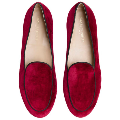 Charles Philip Red Velvet Loafer